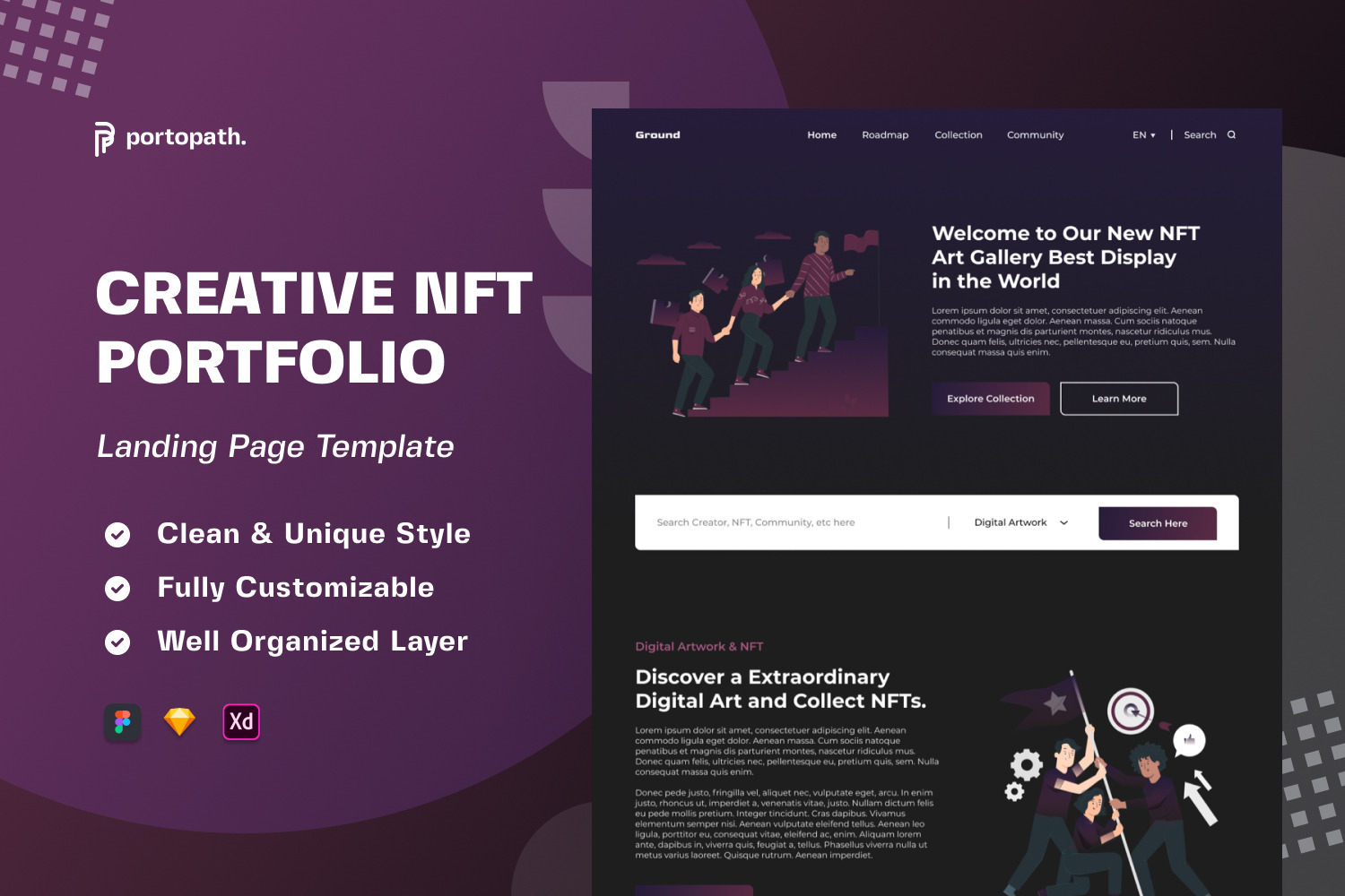 Landing Page Mobile App StartUp by Portocraft  Creative Market