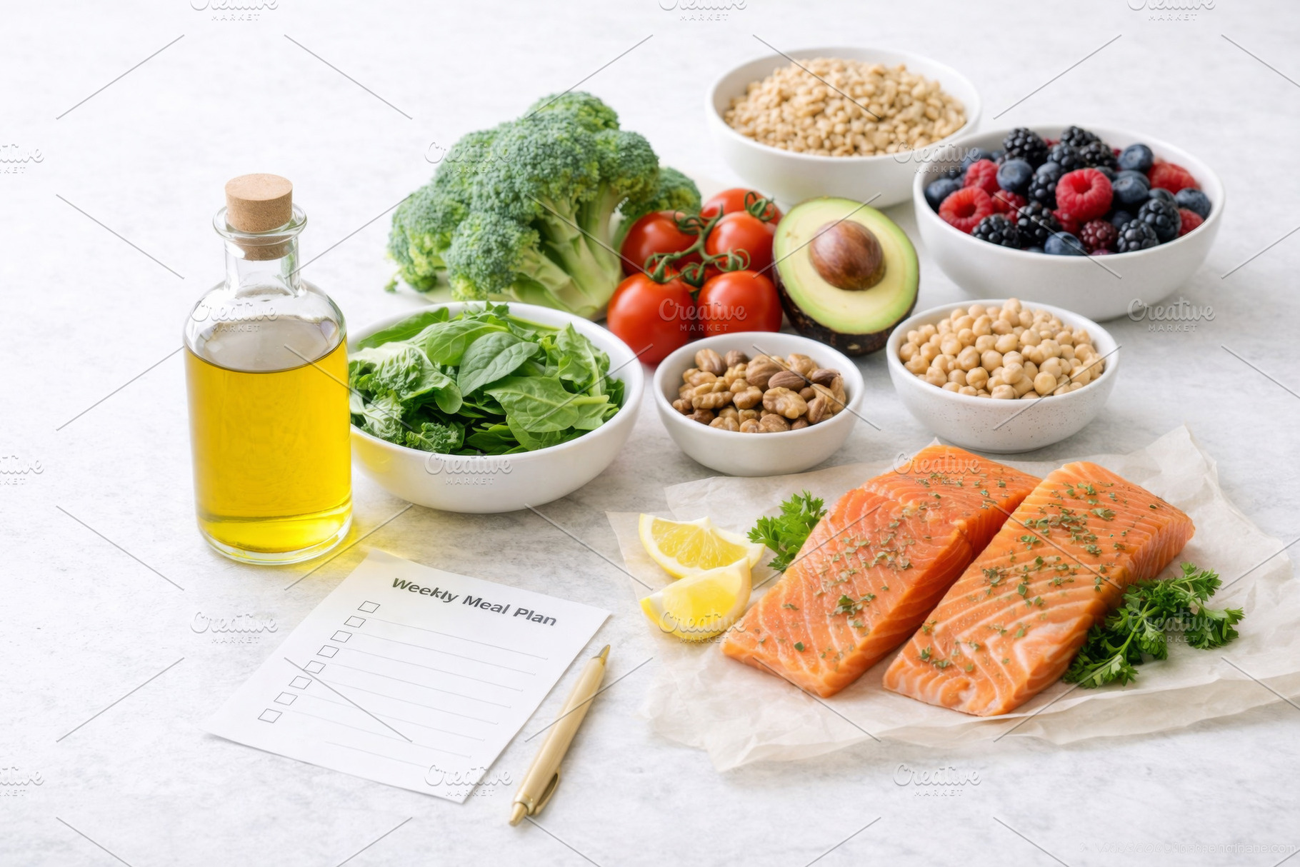 Healthy aging themed meal plan with, a Photo by Dvoevnore photos