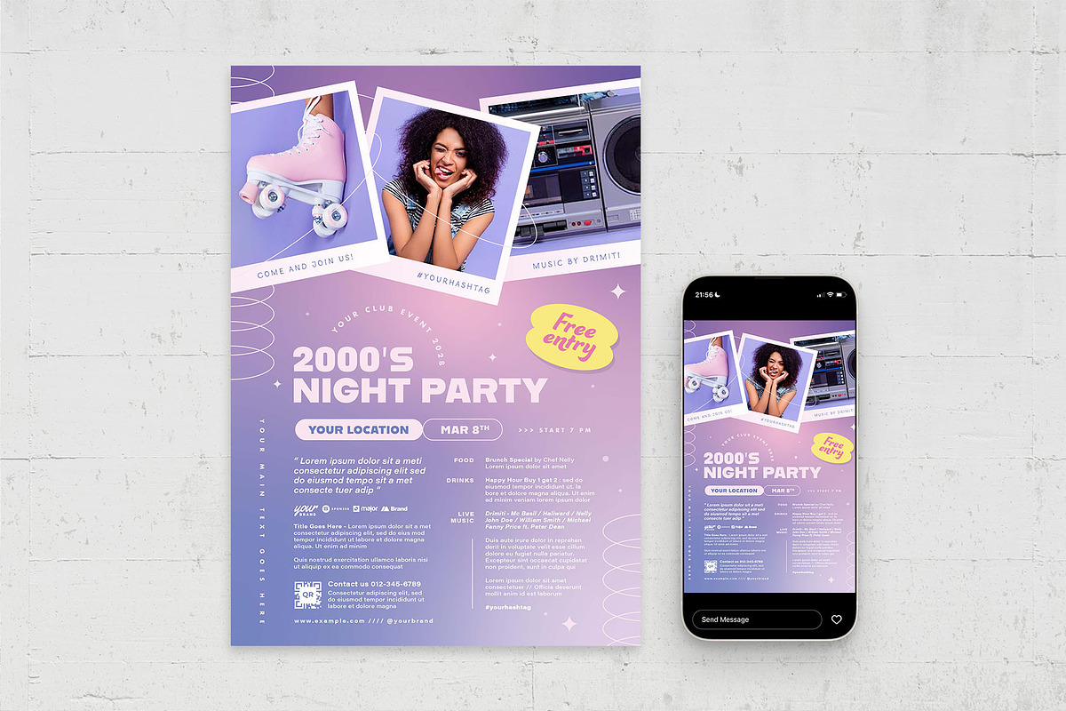 2000's Night Party Flyer Template, a Flyer Template by BrandPacks (Photo 3 of 4)
