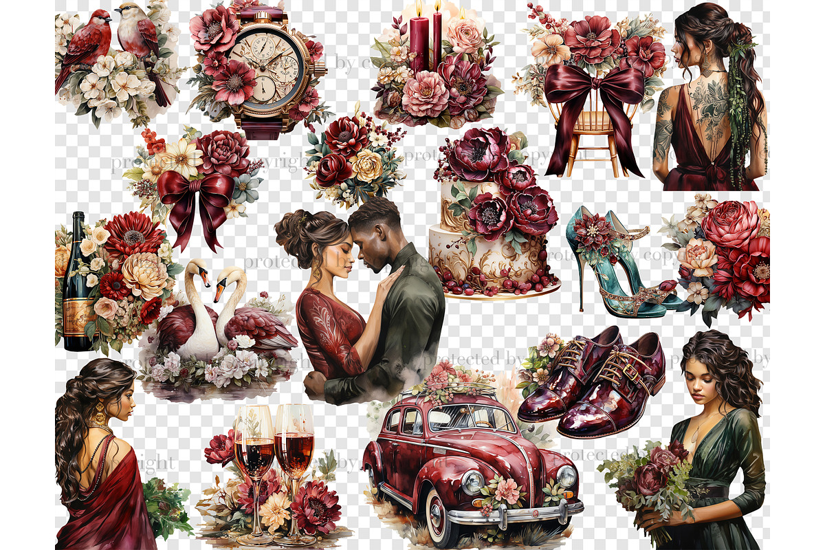 Bohemian Wedding Clipart Set, a Person Illustration by GlamArtZhanna (Photo 4 of 5)