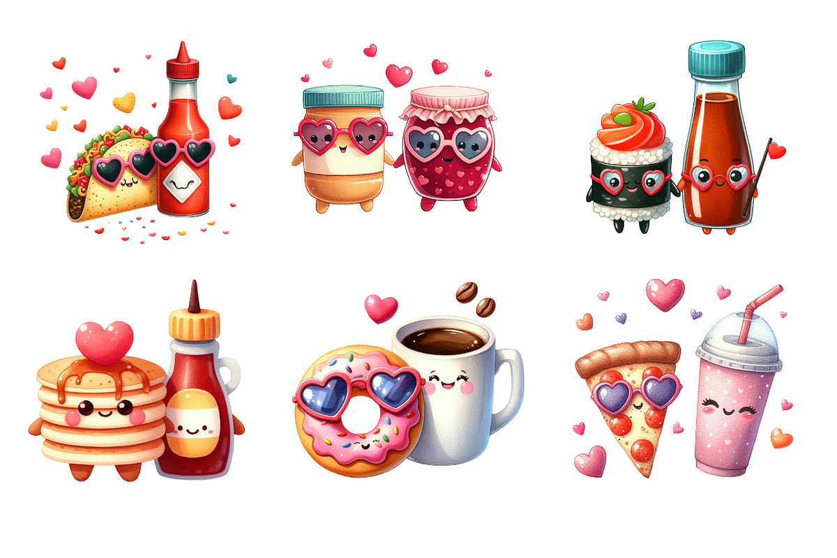 Valentine Food Pairs Clipart, an Illustration by Designworld (Photo 3 of 5)