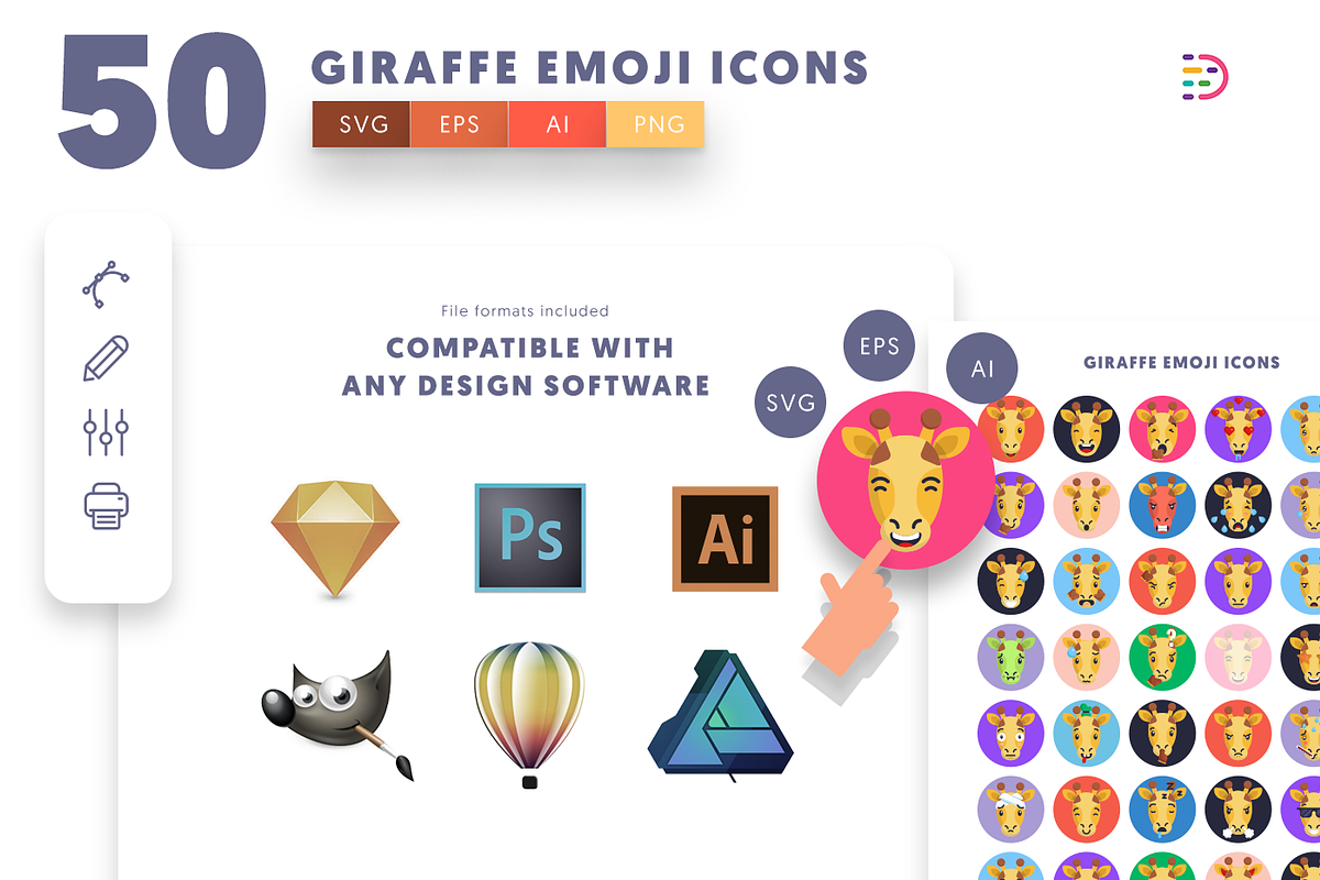 50 Giraffe Emoji Icons, an Emoji Icon by Dighital (Photo 9 of 10)