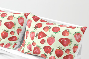 Strawberries Watercolor Pattern