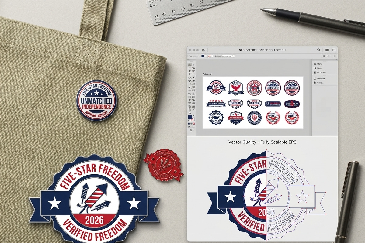 Patriotic 4th July 2026 Badge Bundle, an Object Graphic by NH graphic (Photo 5 of 8)
