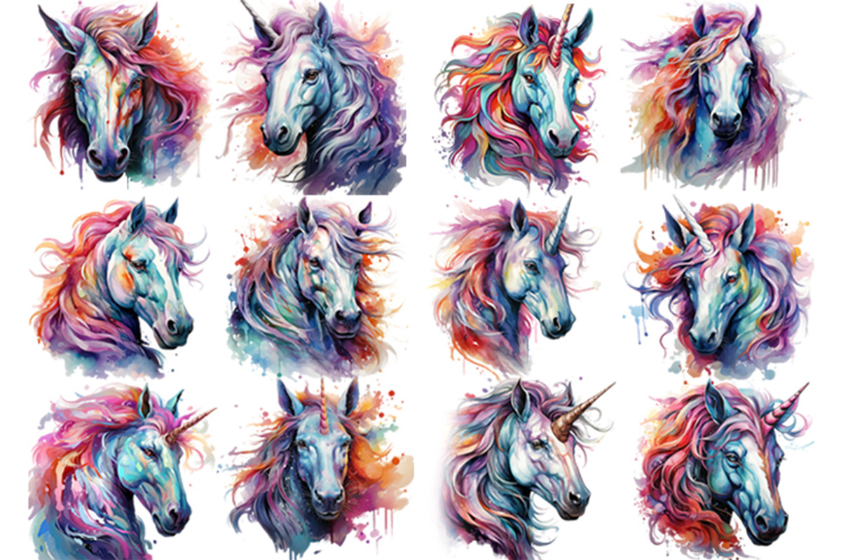 Watercolor Unicorn Magical Clipart, an Animal Illustration by Creative Arslan (Photo 2 of 8)