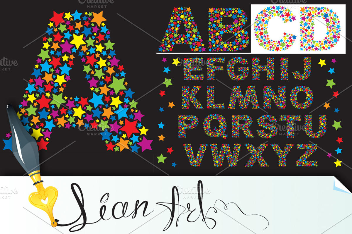 alphabet - stars letters, a Decorative Illustration by Lian-art