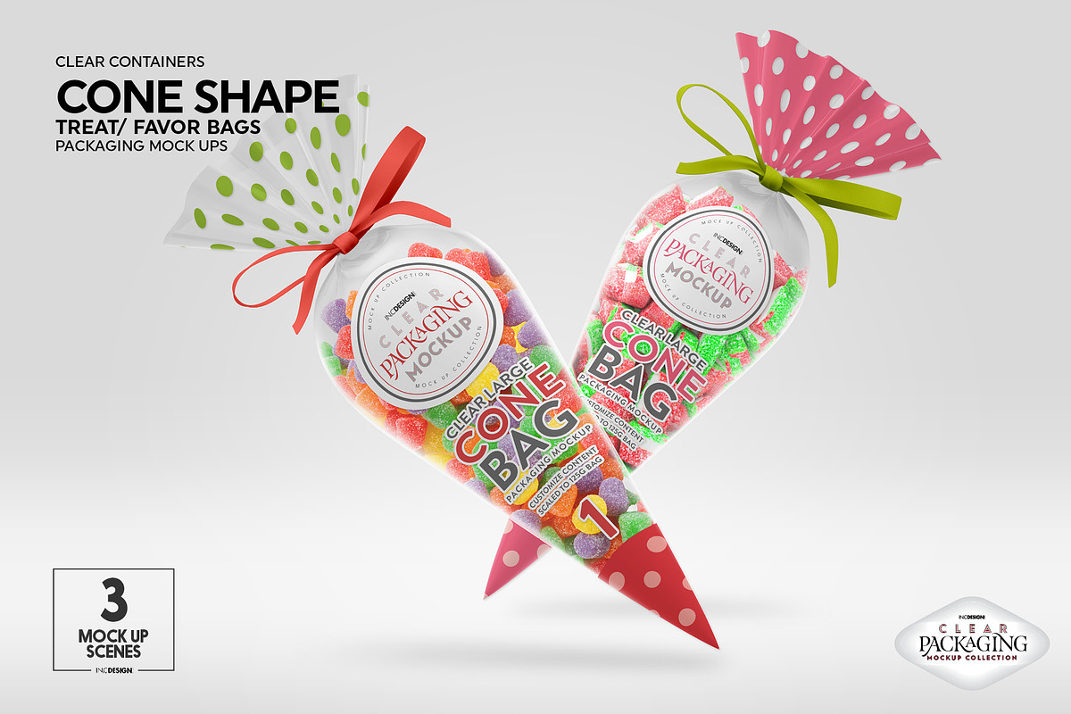 Clear Large Cone Bag PackagingMockup, a Packaging Mockup by INCDesign (Photo 3 of 15)