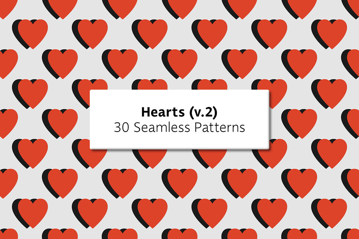 Hearts (v.2) - 30 Seamless Patterns, a Pattern Graphic by Tustan (Photo 1 of 6)