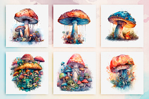 30 Mystical Mushroom Clipart Bundle