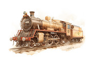 Vintage Steam Train Watercolor Clipa, an Illustration by hafijul (Thumbnail 9 of 12)