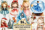 Watercolor Christmas Princess Clipar, an Illustration by Rose Art (Thumbnail 1 of 5)