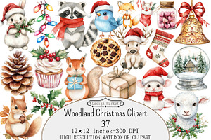 Woodland Christmas Clipart, a Seasonal Illustration by Design Market