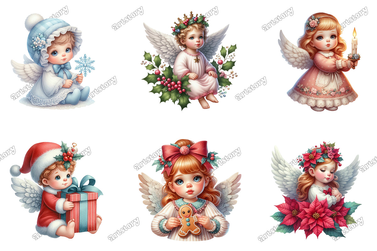 Cute Christmas Baby Angel Clipart, an Illustration by designcity5 (Photo 2 of 5)