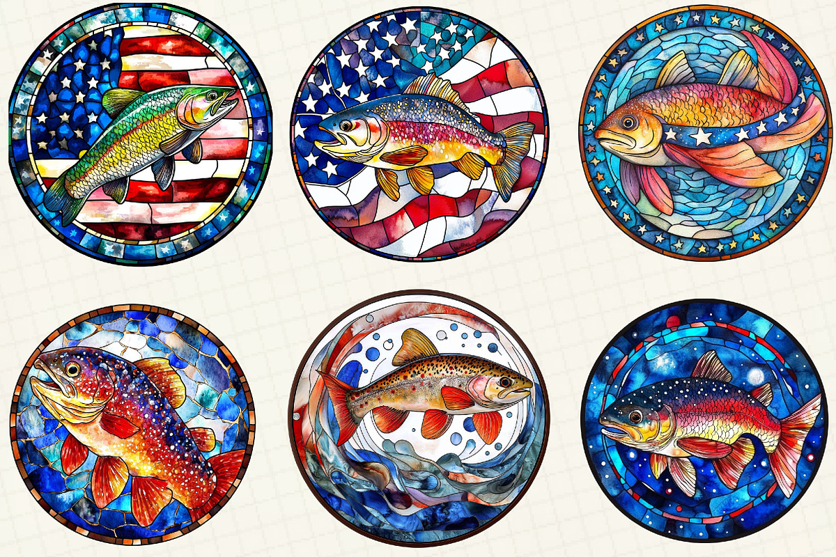 Stained Glass Patriotic Rainbow, an Illustration by OK Design (Photo 4 of 5)