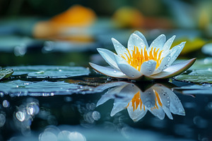 Water lily surrounded by leaves, a Nature Photo by MistyDay