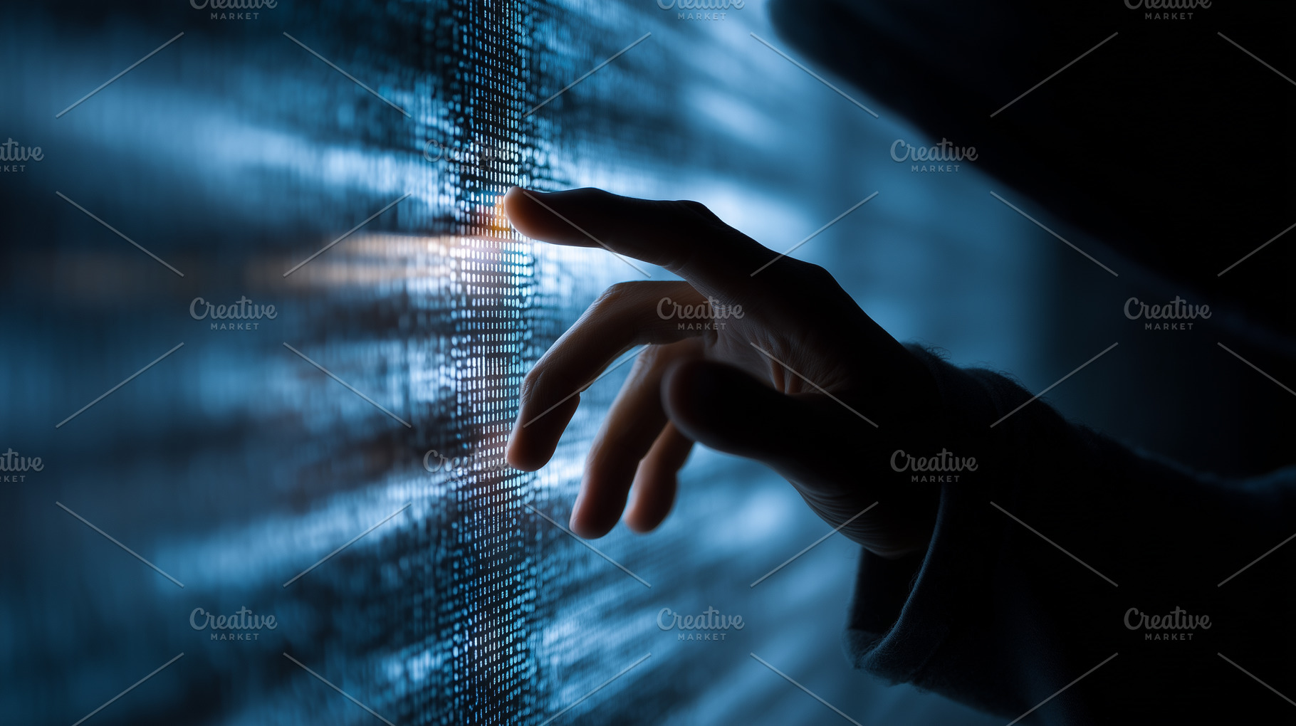 Businessman hand touches screen with, a Business Photo by MistyDay