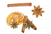 Watercolor mulled wine clipart set, a Food Illustration by ArtfulStudio (Thumbnail 6 of 9)