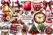 Elegant Burgundy Christmas Clipart, an Illustration by Canvas Craft (Thumbnail 1 of 7)
