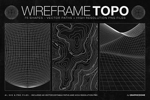 75 Wireframe Topo Elements Vectors