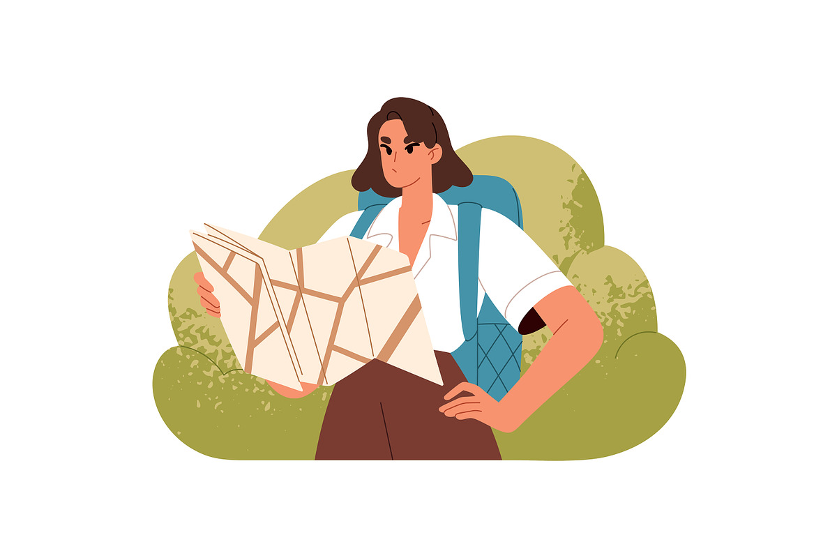Tourists travel with map set, a Person Illustration by PaperTrident (Photo 7 of 9)