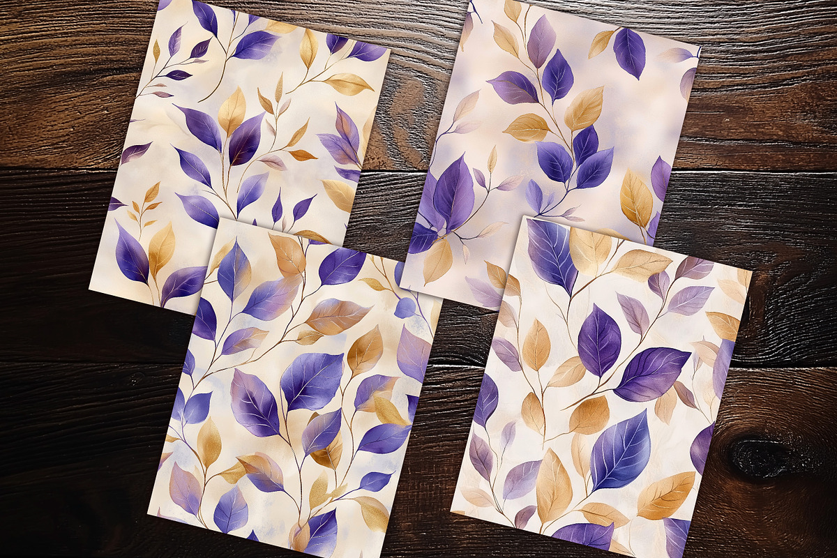 Elegant Purple Leaves Digital Paper, a Background Graphic by V Design Creator (Photo 10 of 12)