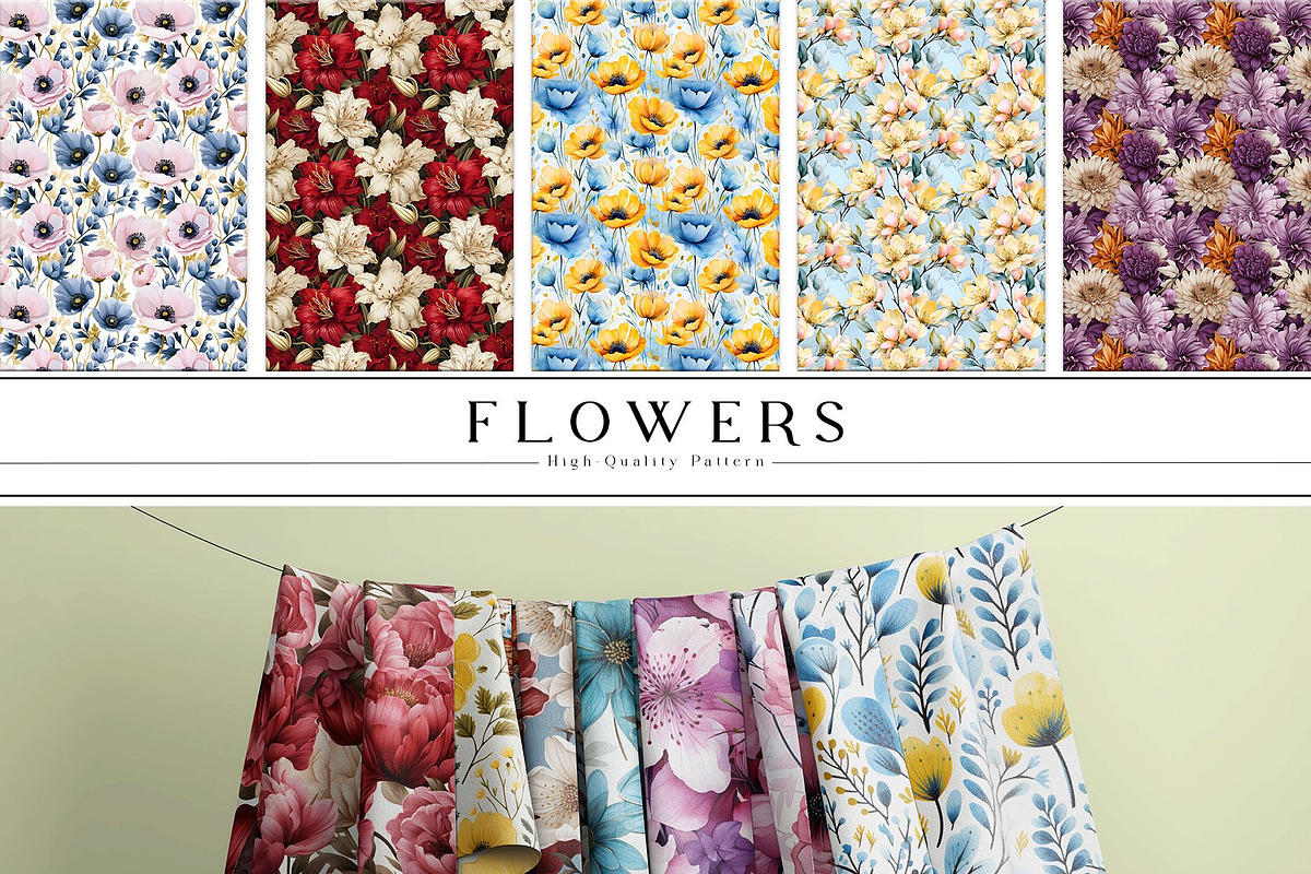 Botanical Summer Flower Pattern Set, a Pattern Graphic by Vibrand Studio (Photo 10 of 12)