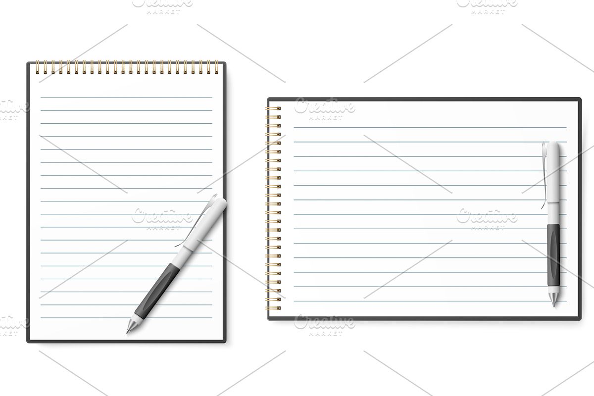 Realistic lined notebook with gold, an Object Illustration by Vectorbuum