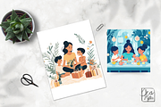 Mother & Kids Activity Clipart Set, an Object Graphic by ikarifq shop (Thumbnail 3 of 4)