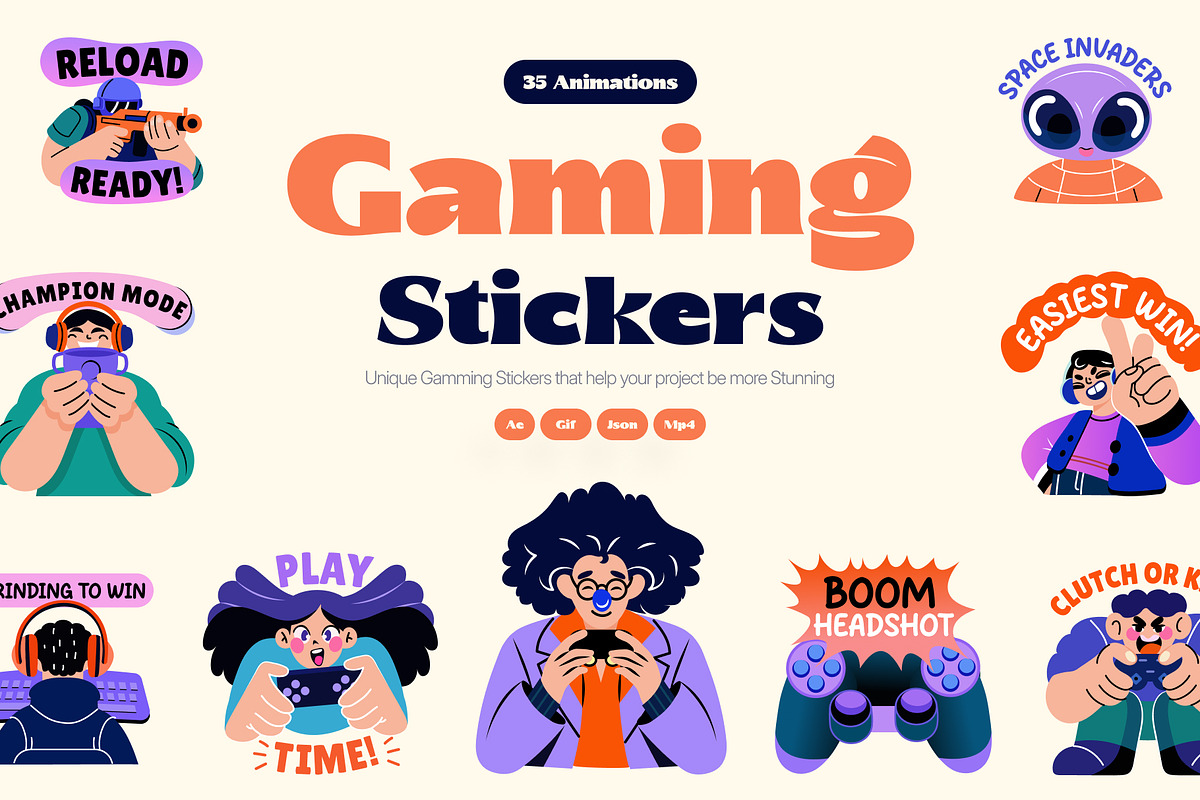 Animated Gaming Stickers Set, an Emoji Icon by Brickclay (Photo 1 of 5)