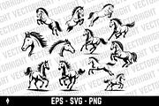 Illustrations of a running horses, an Animal Illustration by Vectorhight (Thumbnail 1 of 3)