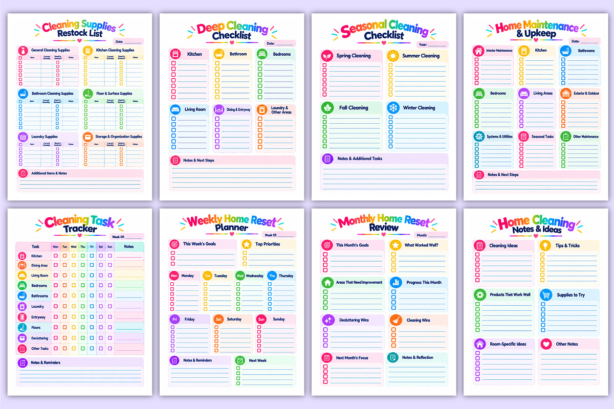 Cleaning & Home Reset Planner, a Stationery Template by Mustafiz (Photo 4 of 4)