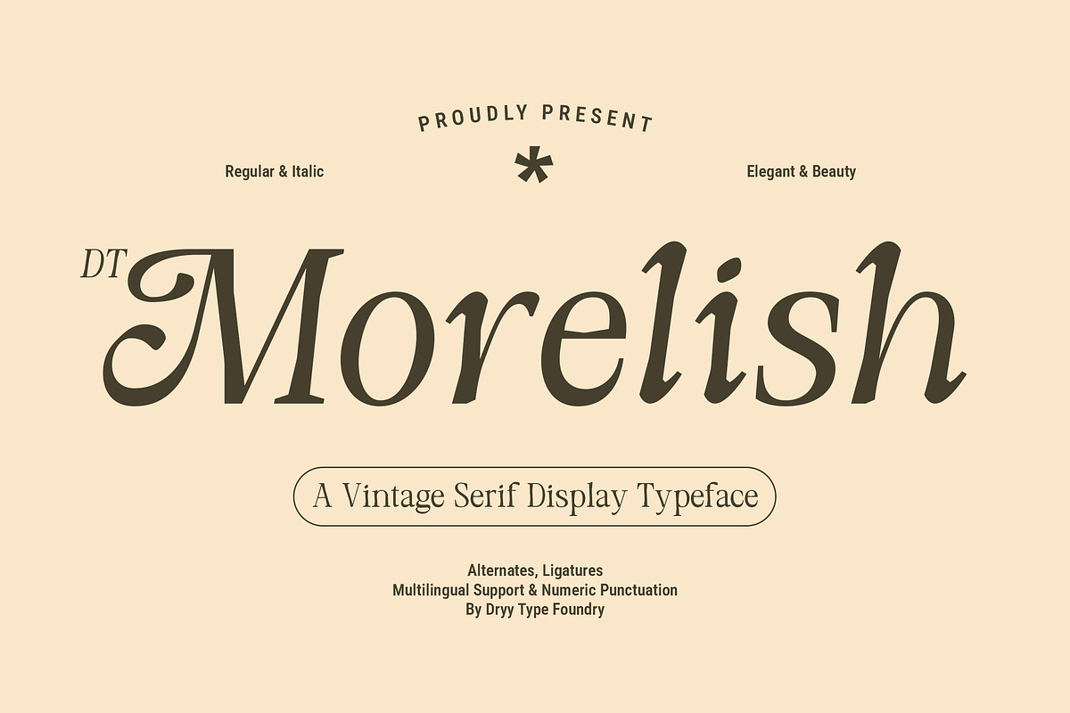 DT Morelish - Serif Display, a Serif Font by Dryy.type (Photo 1 of 12)