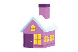 Snow-covered Purple House With