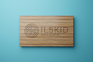 Wood Blue Elegant Sign Logo Mockup