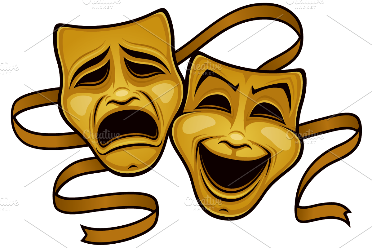 Gold Comedy And Tragedy Theater Mask, an Illustration by Schwegel Illustration (Photo 2 of 2)