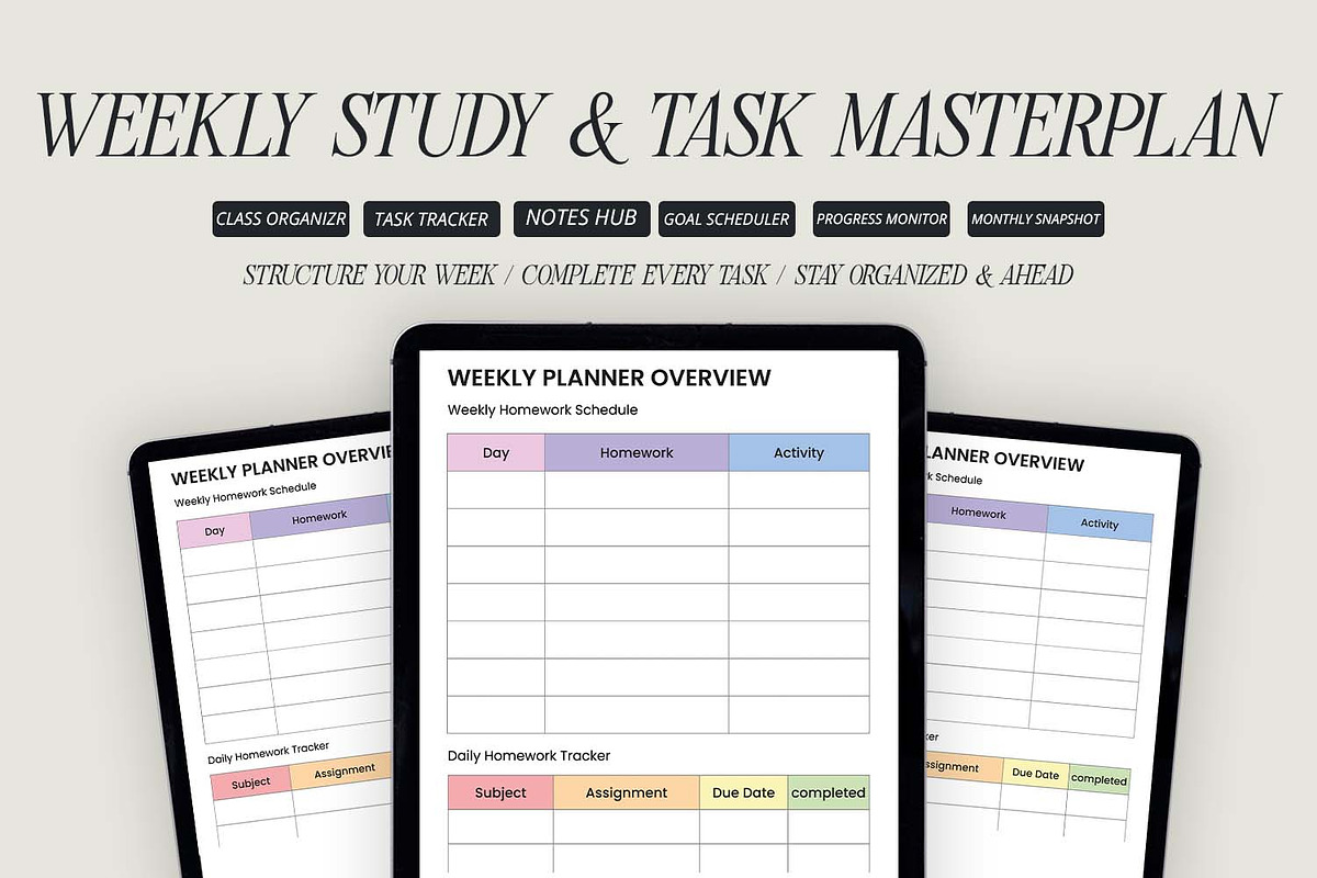 Weekly Study Planner, a Presentation Template by Ahluva Studio (Photo 5 of 9)