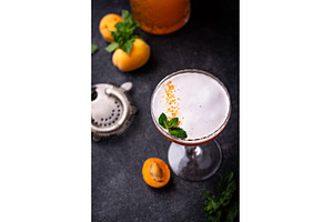 Fresh apricot cocktail martini with, a Food & Drink Photo by Yulia Furman