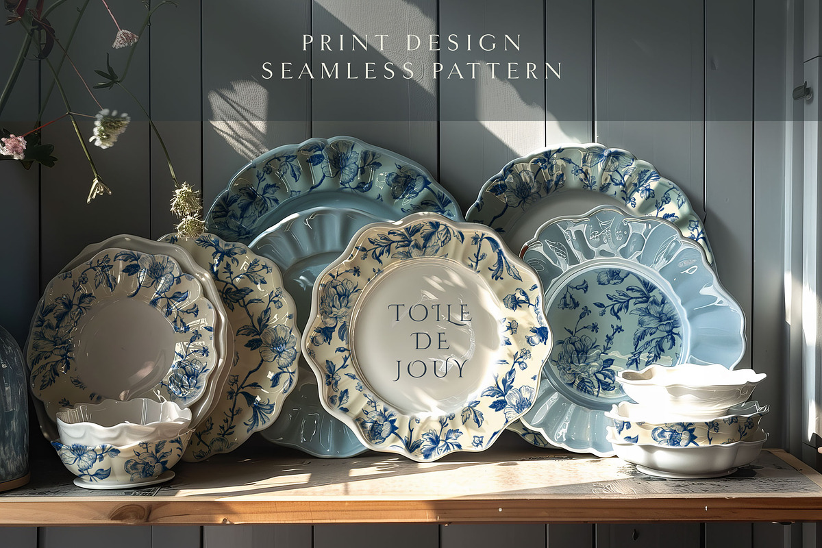 Toile De Jouy Vintage Floral Pattern, a Pattern Graphic by Olya Creative (Photo 7 of 8)