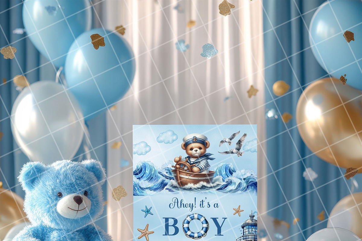 Boy baby shower invitation mockup PS, an Advertising Mockup by Blush Roses Print (Photo 4 of 7)