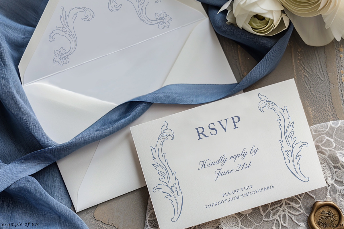 Baroque wedding invitation clip art, a Decorative Illustration by GrafikBoutique (Photo 9 of 9)