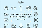 480 Shipping Packaging Icon Set, an Outline Icon by adenpinkstore (Thumbnail 1 of 11)
