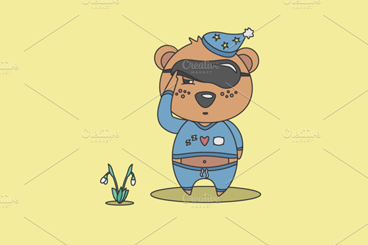 Bear and the snowdrop, an Animal Illustration by MarioMovement