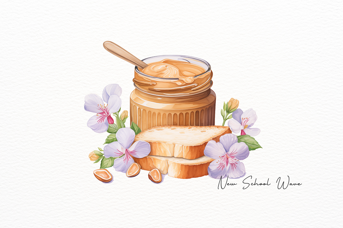 Floral Vintage Jam jar and Toast, a Food Illustration by New-School-Wave (Photo 3 of 5)