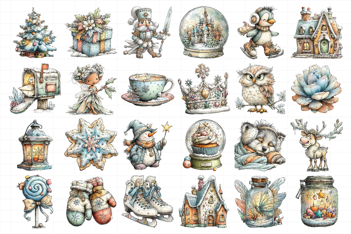 Whimsical Icy Blue Christmas Clipart, an Illustration by Daily.Designs (Photo 3 of 5)