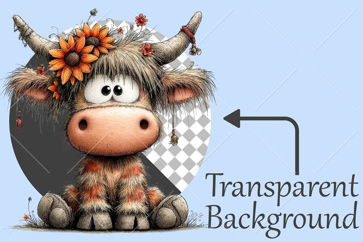 Whimsical Autumn Highland Cow PNG, a Seasonal Illustration by Canvas Craft (Photo 2 of 10)