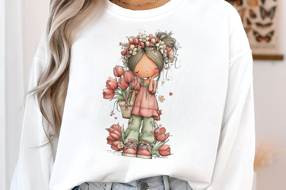 Whimsical Girl With Tulips And Puppy, an Illustration by SinaCreation (Photo 9 of 11)
