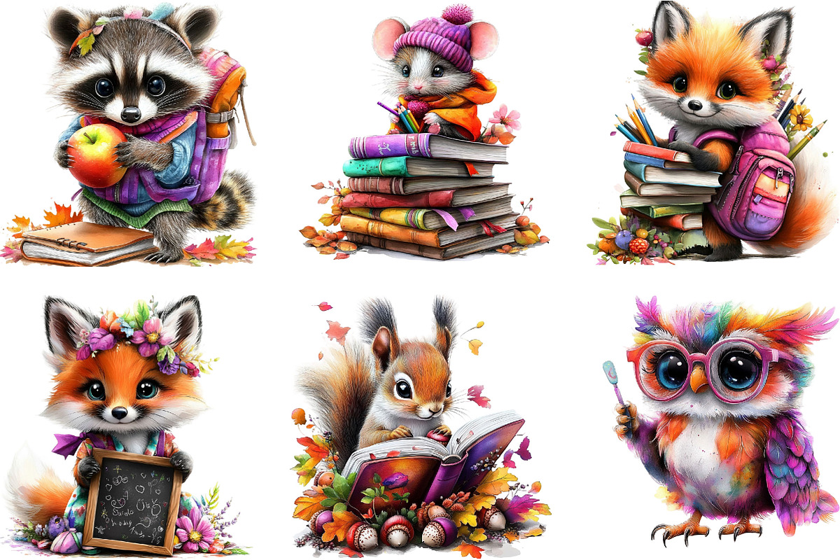 Woodland School Clipart Design, a Seasonal Illustration by Designking (Photo 3 of 5)