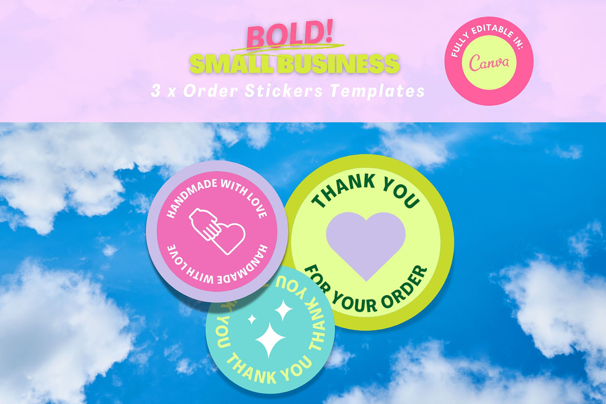 Bold Order Sticker Templates, a Stationery Template by HellYeahDesigns