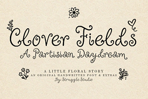 Clover Fields // 02 Font and Extras, a Script Font by Struggle Studio