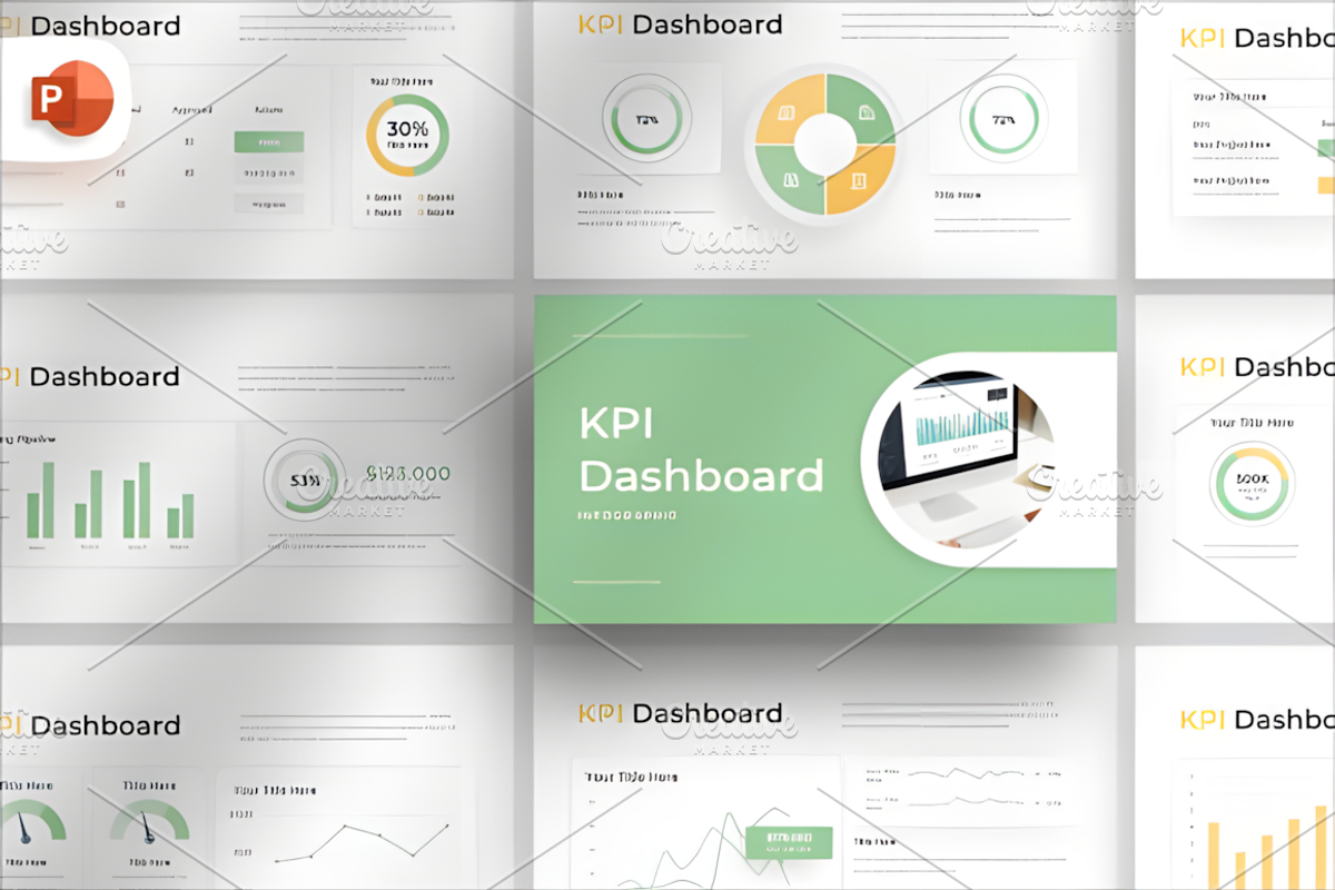 Modern Soft KPI Dashboard PowerPoint, a Presentation Template by Coco Bloom (Photo 1 of 4)